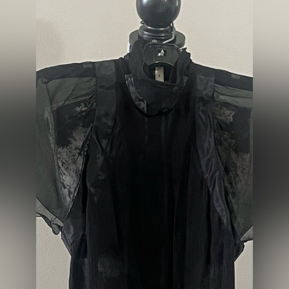 PRADA Black Sheer Silk Blouse Top - Picture 3 of 15